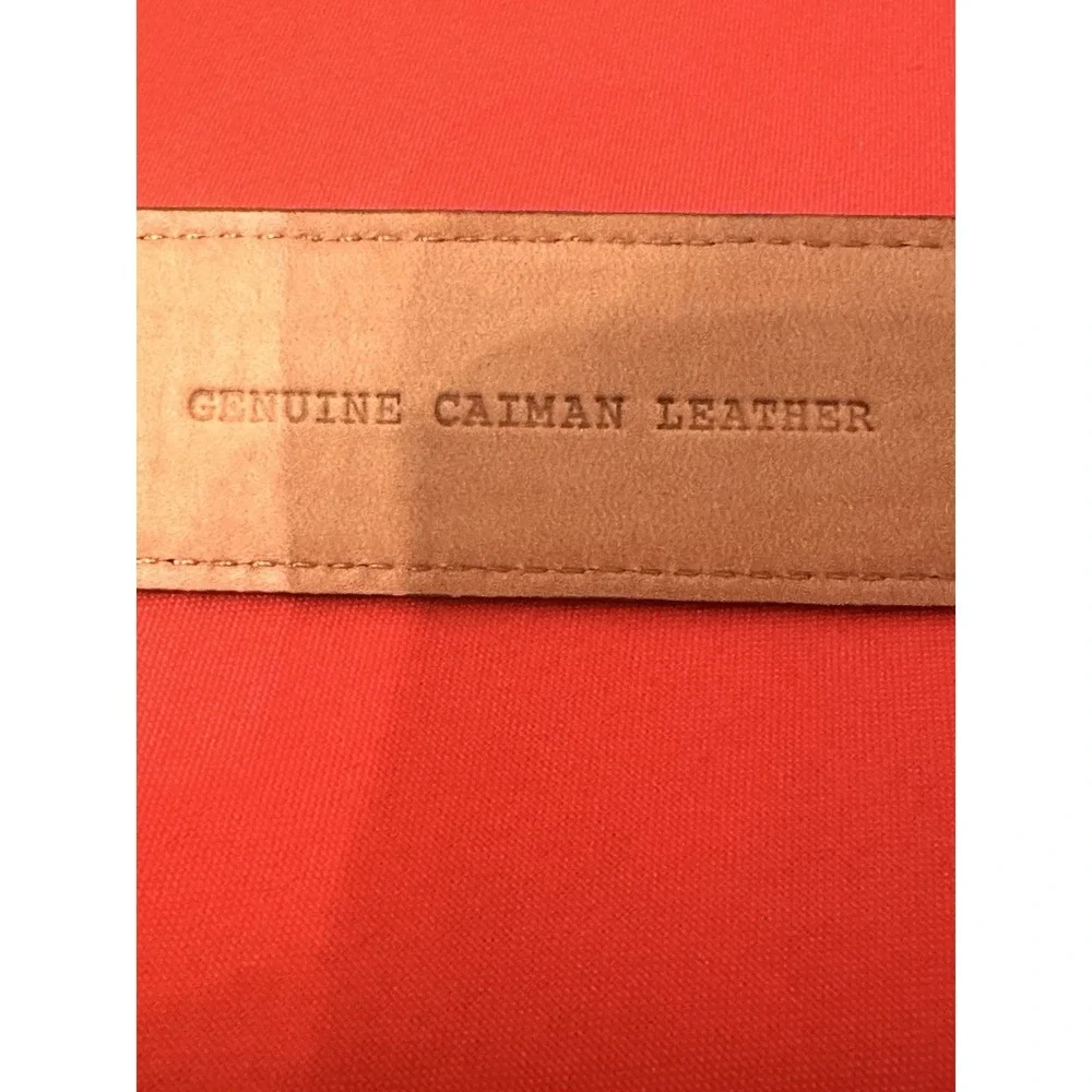 Cavenders Men's Brown Leather Crocodile Print Belt Size 40